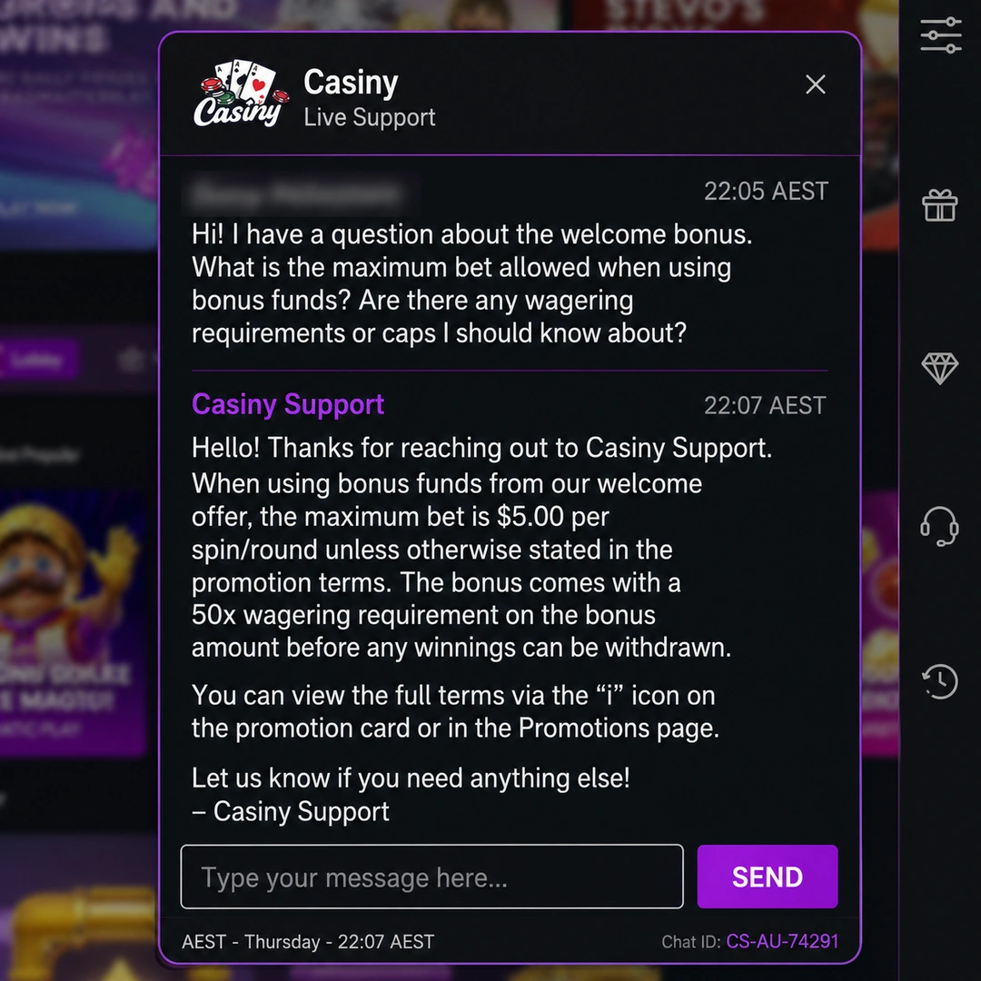 Casiny live chat